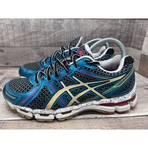Asics Gel Kayano 19 T392N Blue Athletic Running Training Women Sz 8.5 Preowned